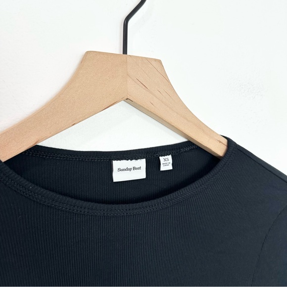Aritzia Sunday Best Bliss Cropped Long Sleeve Top in Black Size XS - Picture 4 of 5